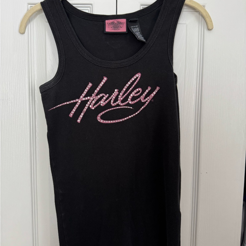 Black Tank Top with Pink Script